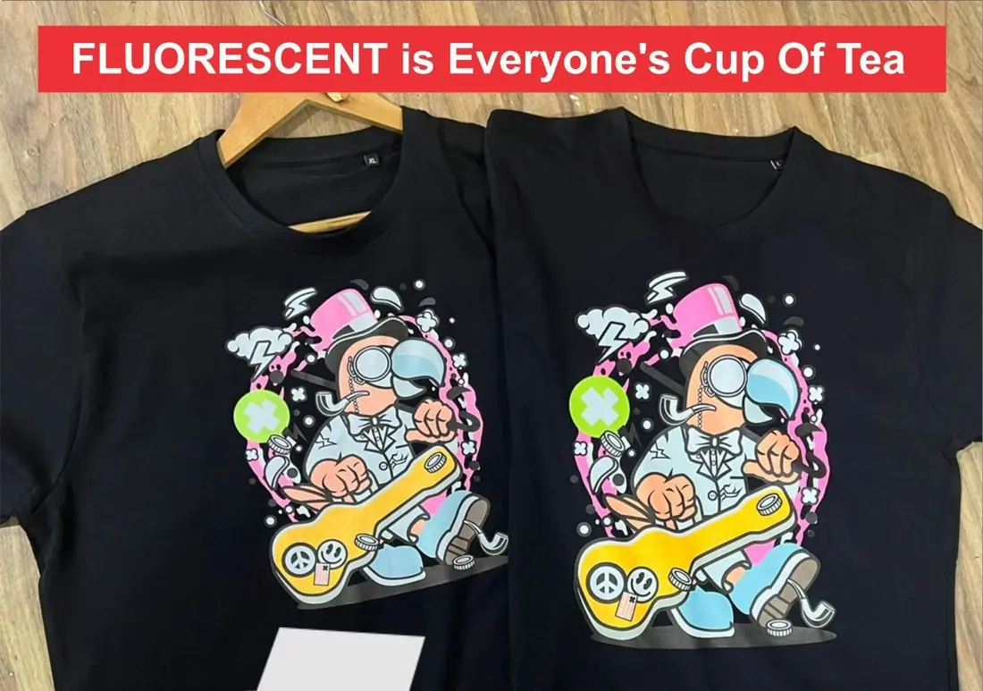 Vibrant DTF print with opaque white ink on a black t-shirt