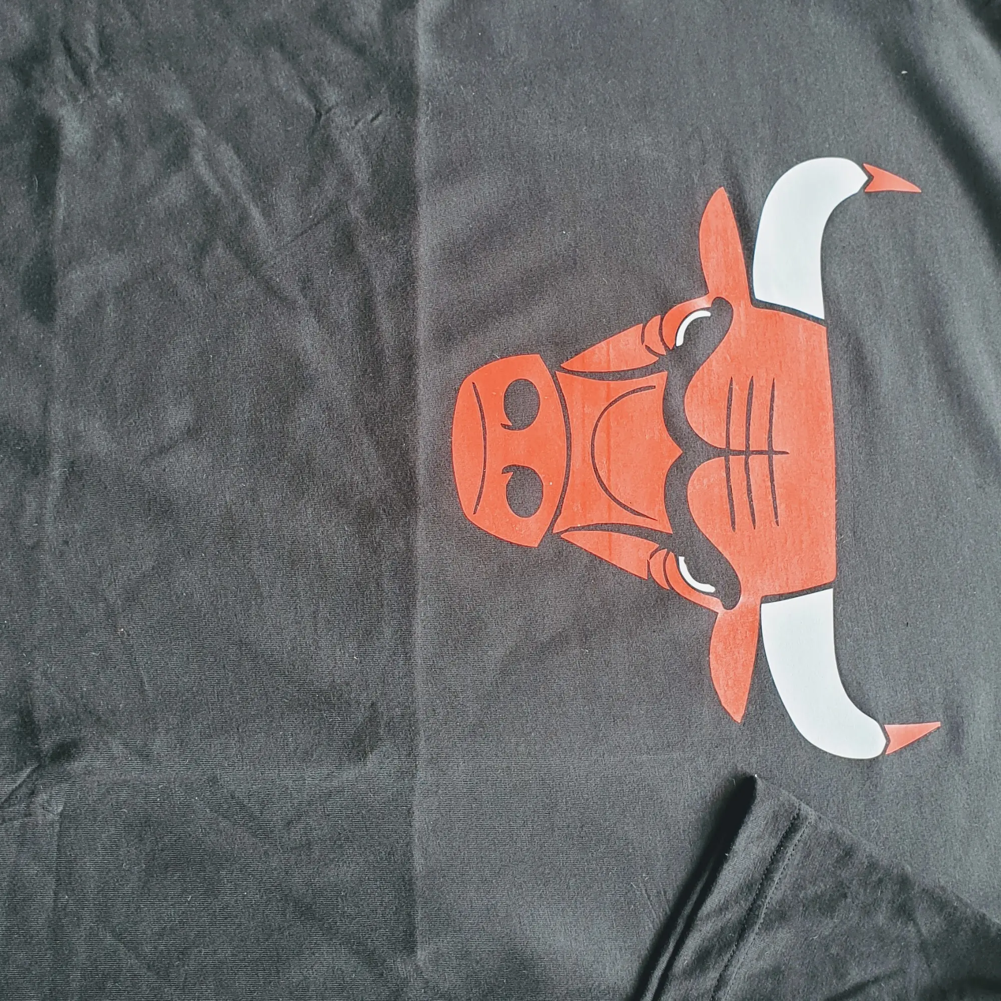 Custom artwork printed on dark t-shirt