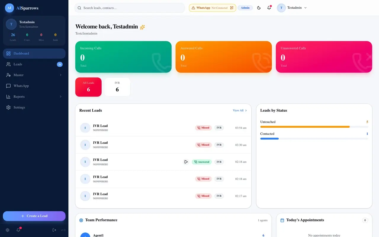 IndiaMart CRM dashboard — IndiaMart CRM product screenshot